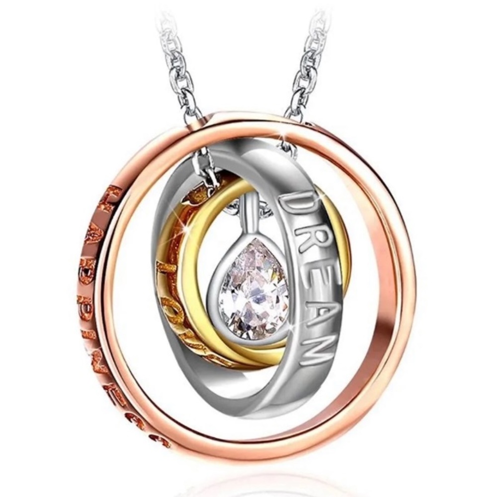 LOVE HAPPINESS DREAM Sterling Silver Necklace NWT